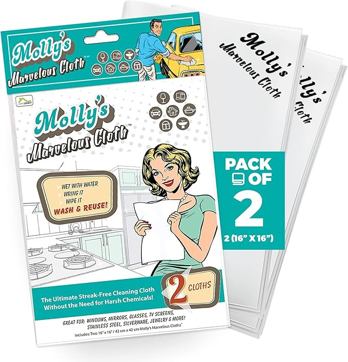 Molly's Marvelous Cloth, Streak-Free, Lint-Free Microfiber Cleaning Cloth, Polishing Cloth for Gl... | Amazon (US)