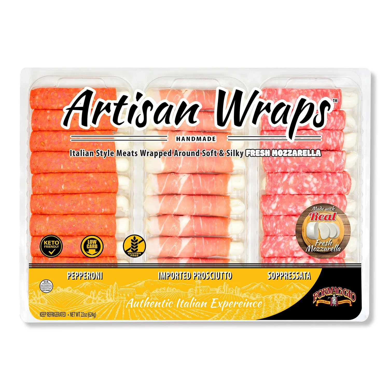 Formaggio Cheese Artisan Meat & Mozzarella Variety Wraps 22 oz. | Sam's Club