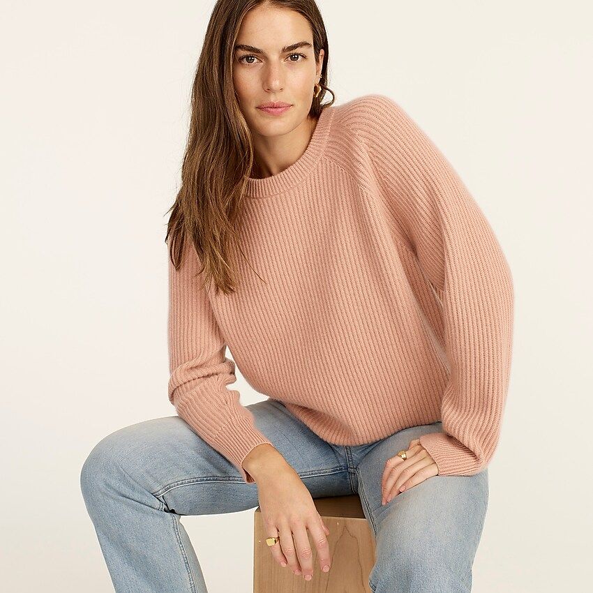 Ribbed cashmere oversized crewneck sweater | J.Crew US