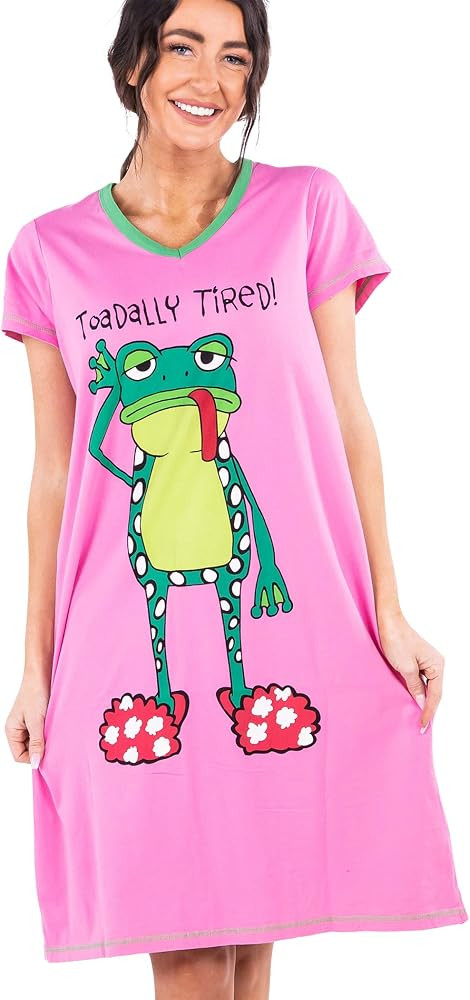 Lazy One Women's Novelty Nightshirt \u2013 Funny Cotton Nightgown, Cute V-neck Sleep Shirts, Wome... | Amazon (US)