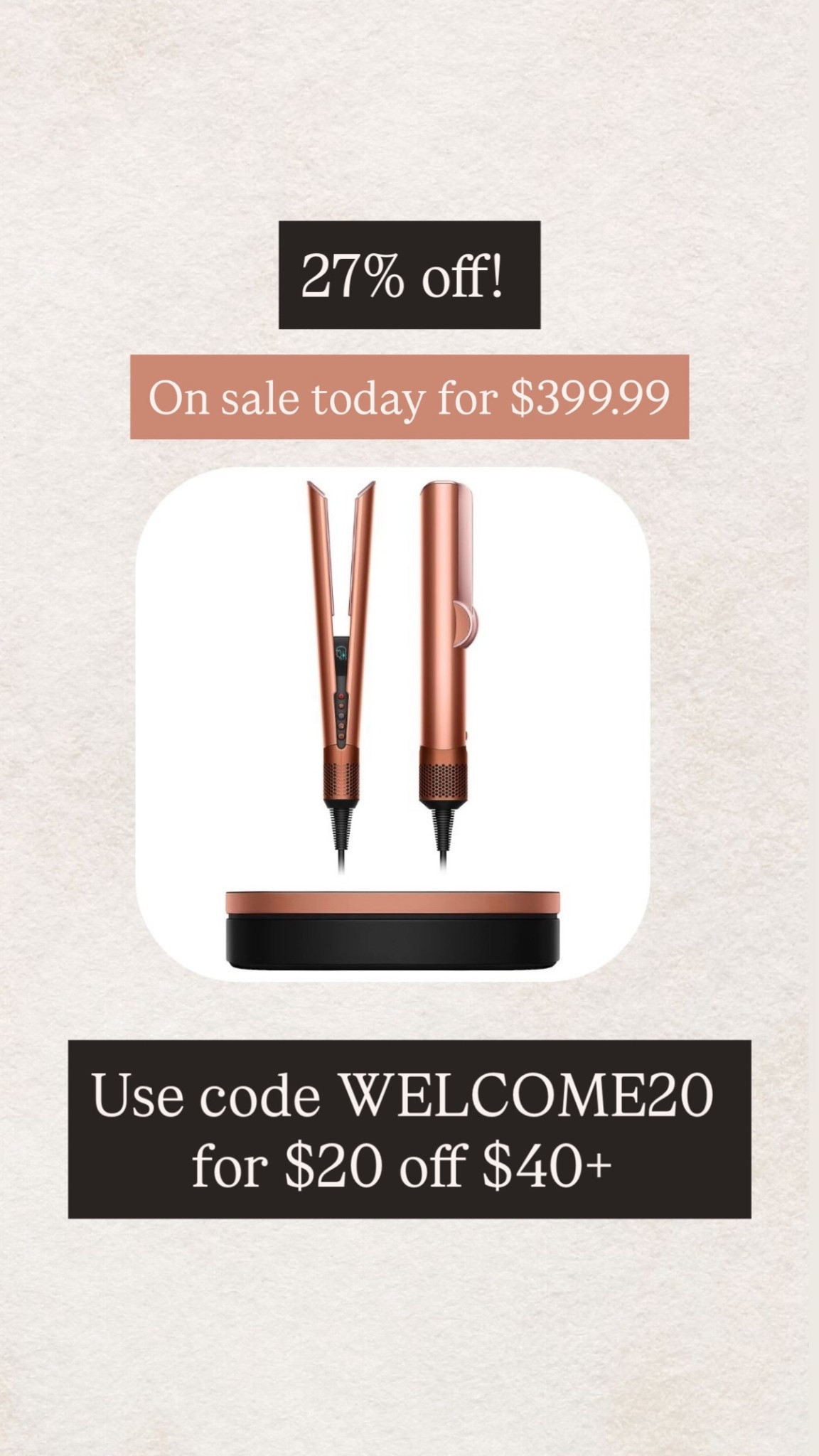 The Dyson Airstrait is on sale today - 27% off! Grab this for $399.99! 
Use code WELCOME20 for $20 off $40+.

Dyson Airstrait, Dyson Straightener, Amber Silk, Dyson, Hair, Straightener, QVC, LoveQVC, Emily Ann Gemma

#LTKValentine #LTKBeauty #LTKSaleAlert