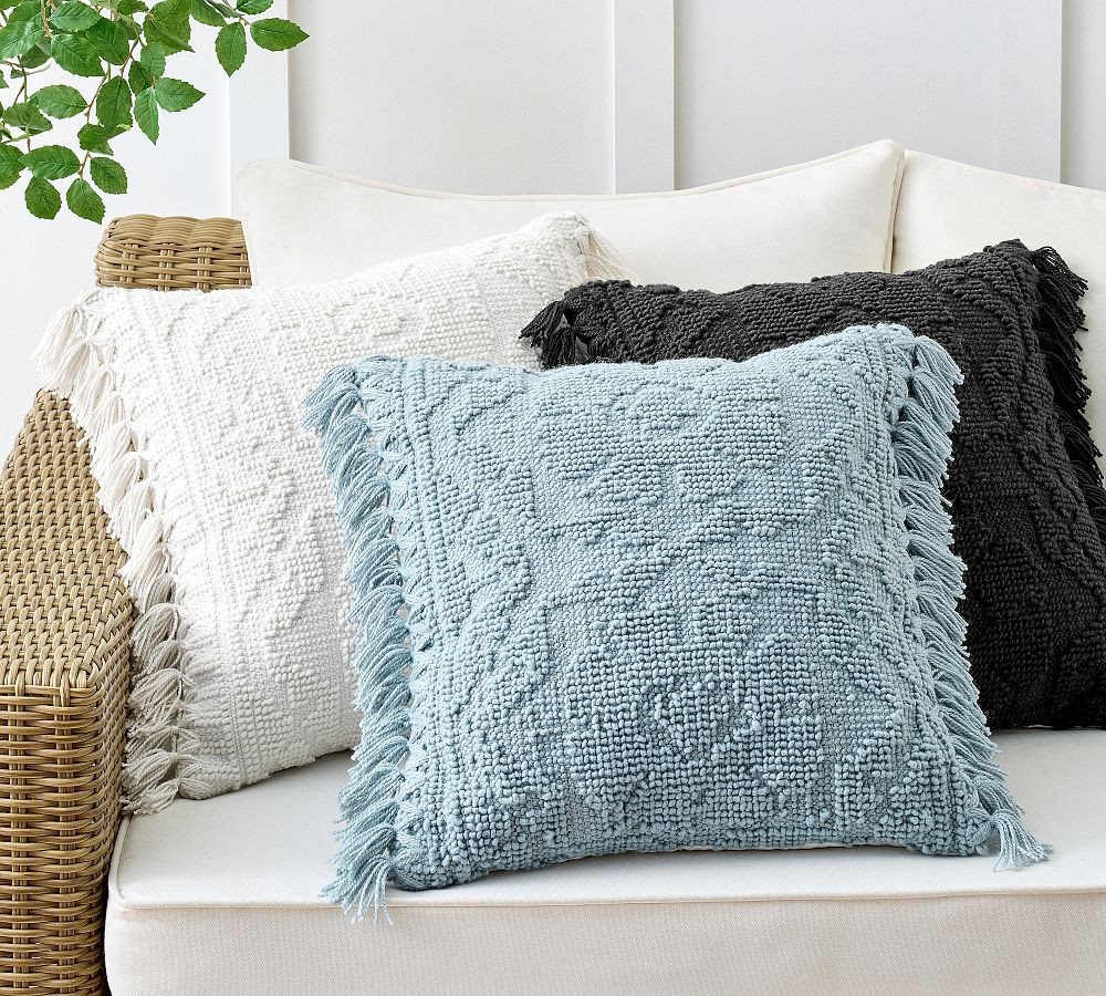 La Jolla Outdoor Pillow, 20"" x 20"", Chambray | Pottery Barn (US)