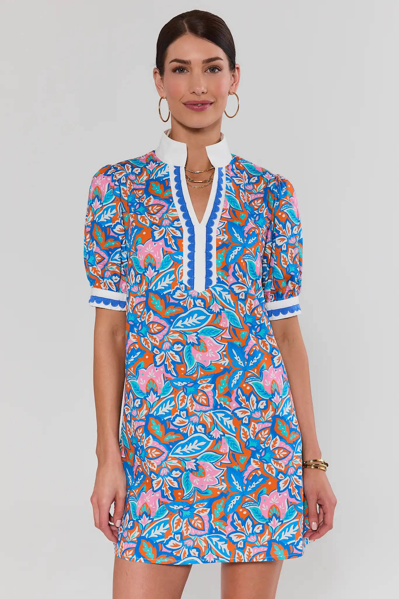 Blue Multi Printed Short Dress | Avara