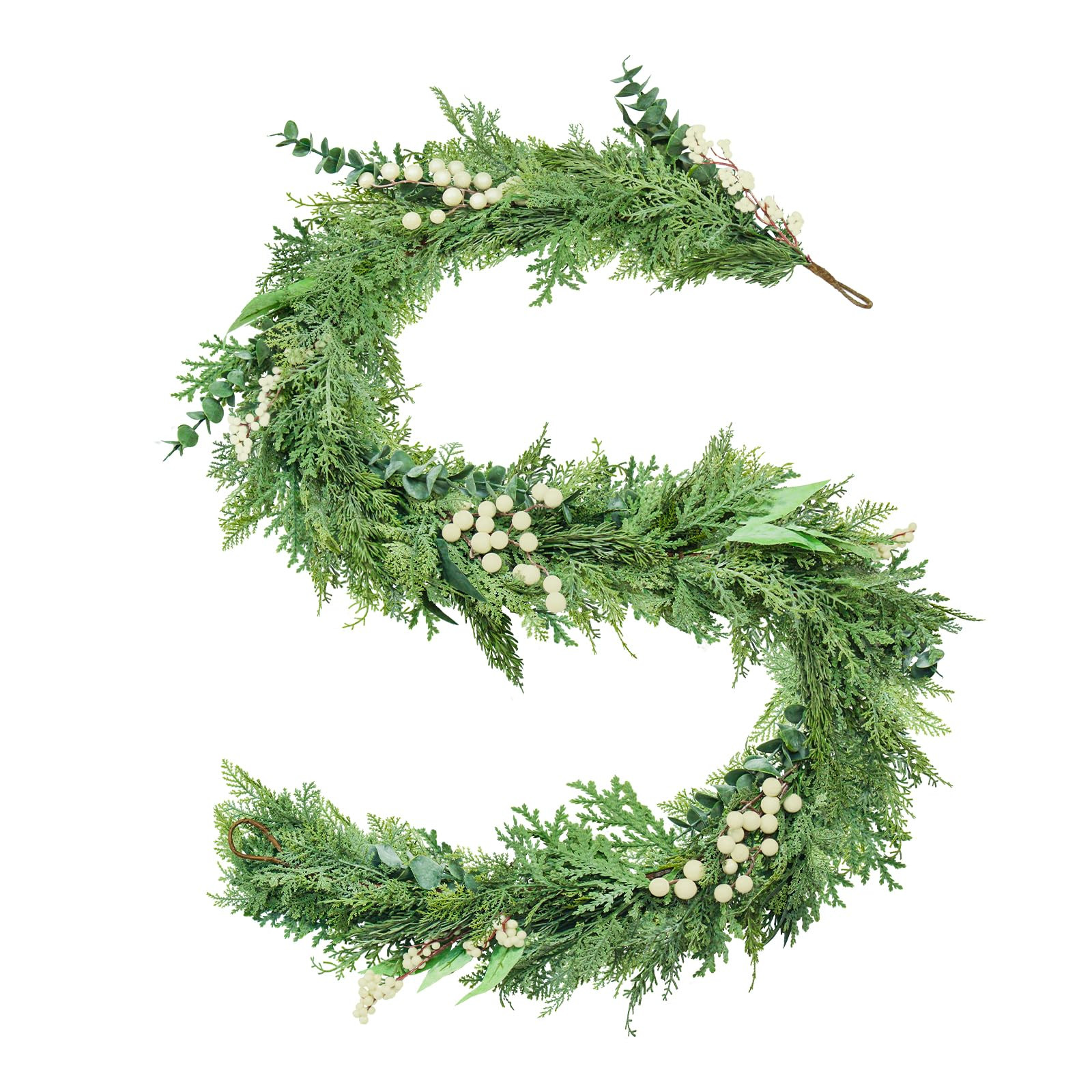 180cm Christmas Garland Real Touch Cedar Eucalyptus White Berry Garland for Table, Mantle, Wall, ... | Amazon (US)