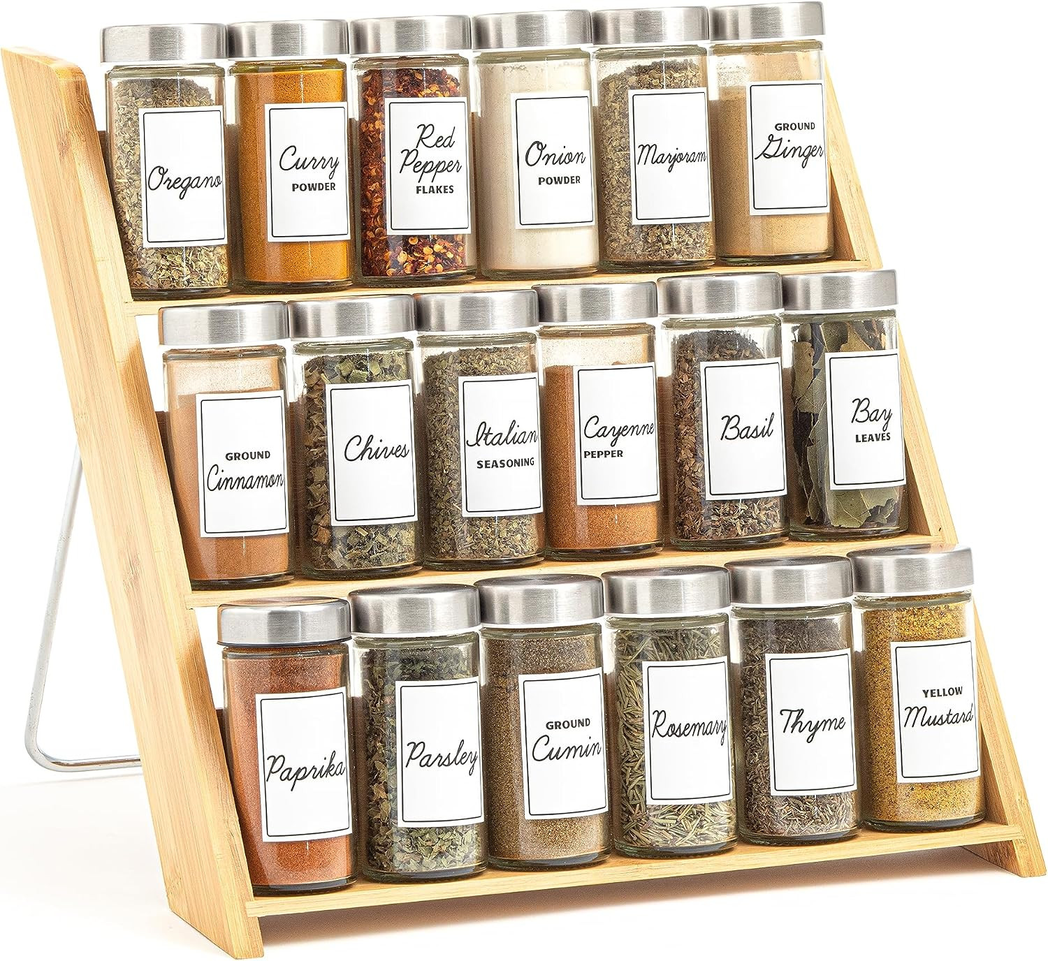 Orii 18 Jar Bamboo Compact Spice Organizer for Countertop and Kitchen Drawer, Filled with Spices, 5 Year Spice Refill Program | Amazon (US)