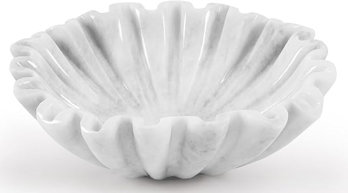 Marble Decorative Bowl 8 Inch White Stone Fruit Bowl for Kitchen Counter, Centerpieces for Tables... | Amazon (US)