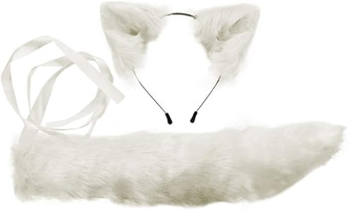 Handmade Fox Wolf Ears Headband and Faux Fur Tail for Halloween Cosplay Party Costume Accessories | Amazon (US)