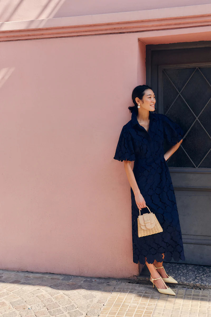 Navy Eyelet Delaney Dress | Tuckernuck (US)