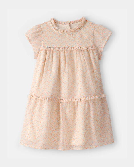 Toddler Girl Floral Tiered Chiffon Dress - Pink | Carter's Inc