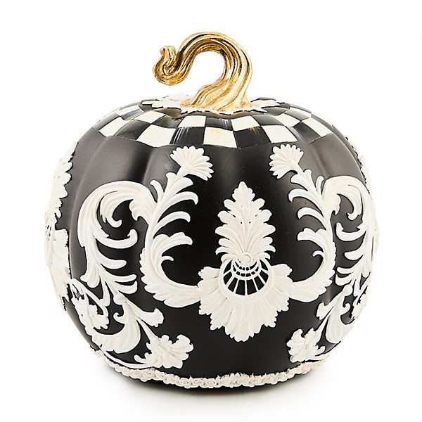 MacKenzie-Childs Courtly Check Black Cameo Pumpkin Figurine | MacKenzie-Childs