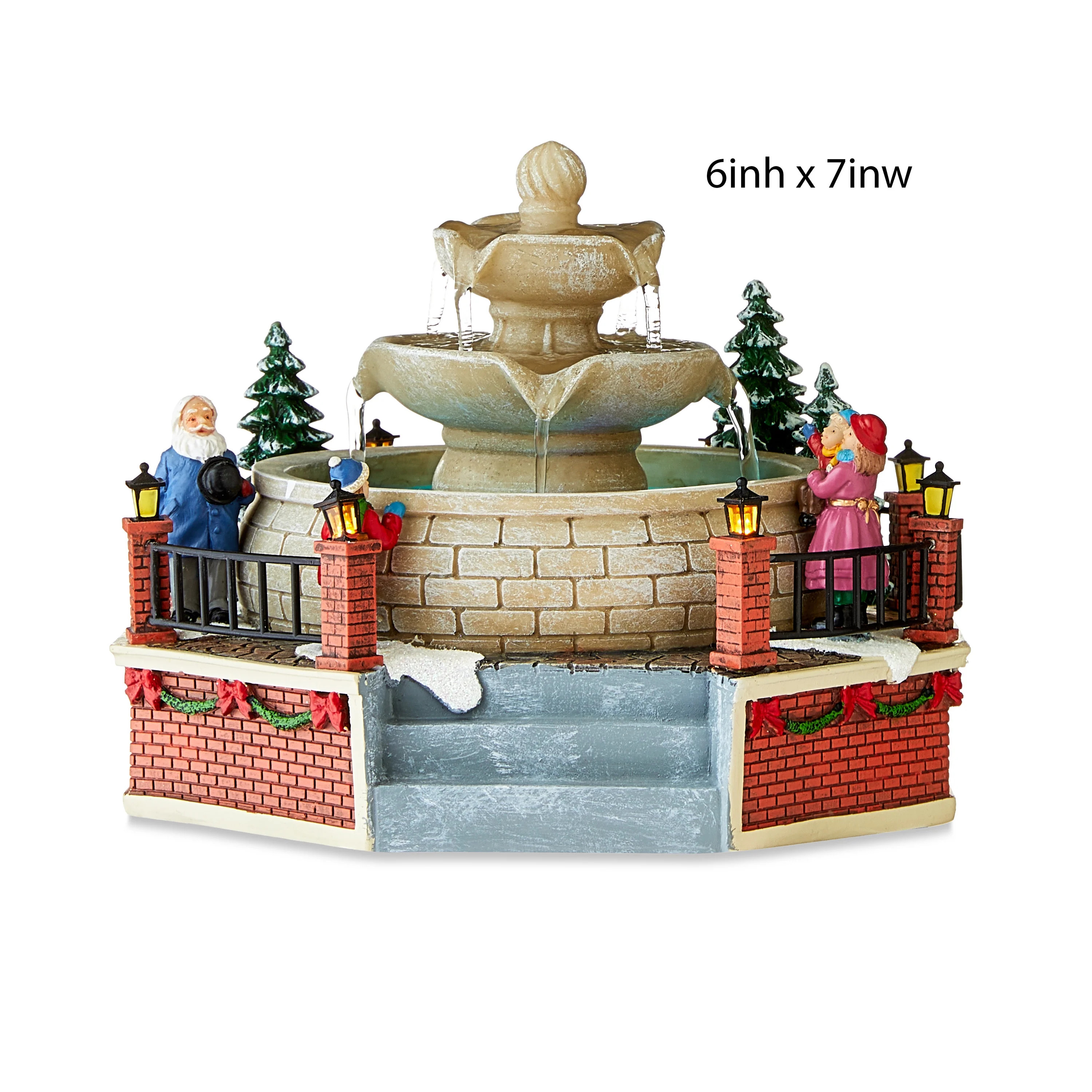 Christmas Village Polyresin LED Holiday Fountain, 6.1 in, by Holiday Time - Walmart.com | Walmart (US)