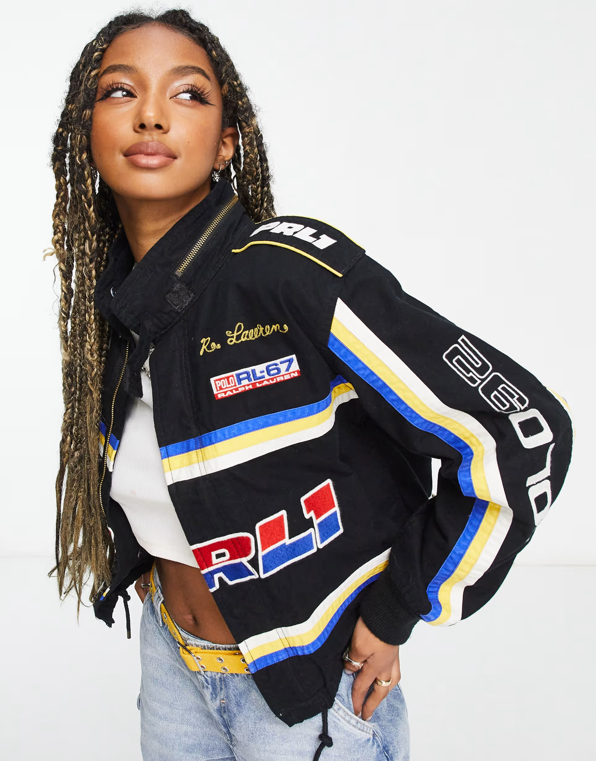 Polo Ralph Lauren racing bomber jacket in black multi | ASOS (Global)