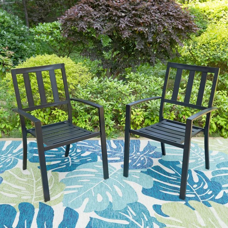 MF Studio  Set of 2 Patio Outdoor Dining Chairs, Metal Stackable Bistro  Chairs for Garden, Backy... | Walmart (US)