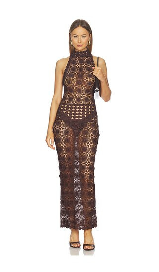 Bec + Bridge Ania Halter Maxi Dress in Chocolate. - size XS/S | Revolve Clothing (Global)