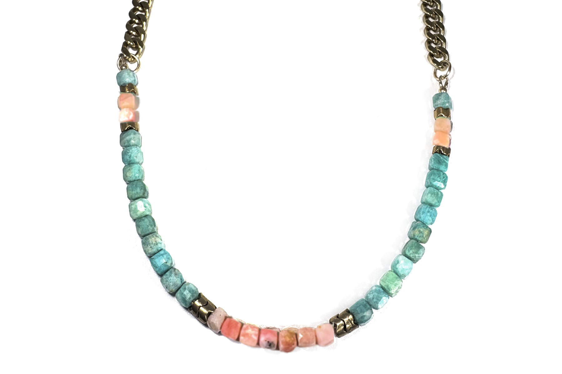 AMAZONITE & PERUVIAN PINK OPAL | CURB NECKLACE \u2014 Rachel Nathan | Rachel Nathan