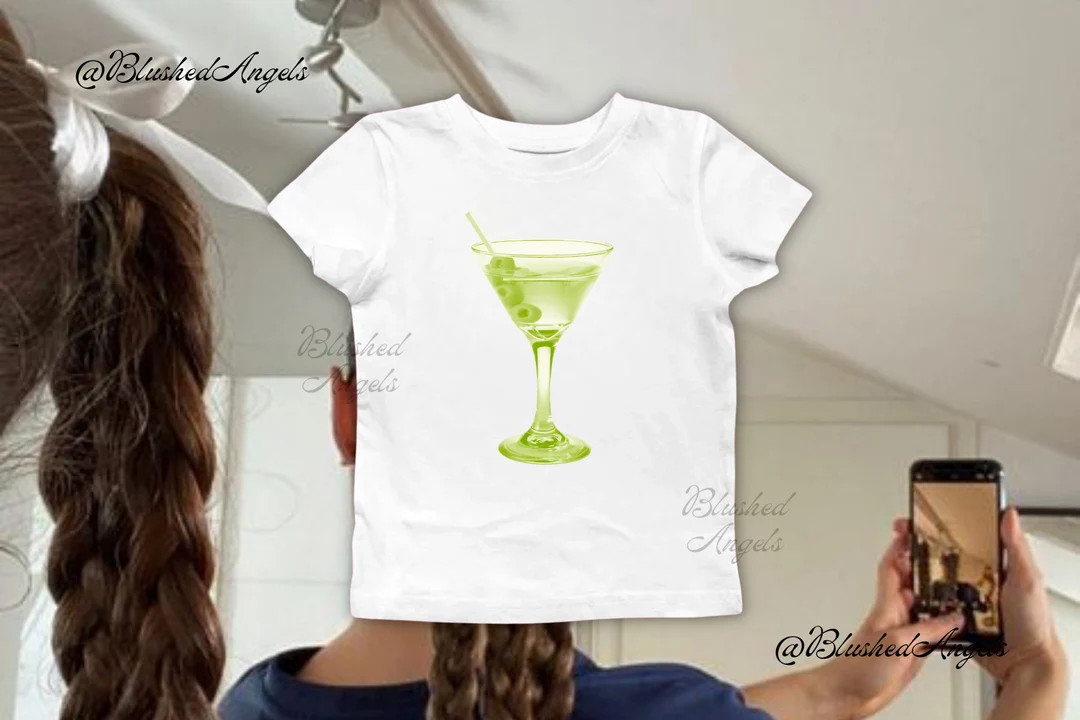 Green Dirty Martini Cocktail Drink Baby Tee Coquette Baby Tee, Y2k Graphic Baby Tee, 90s Baby Tee... | Etsy (US)