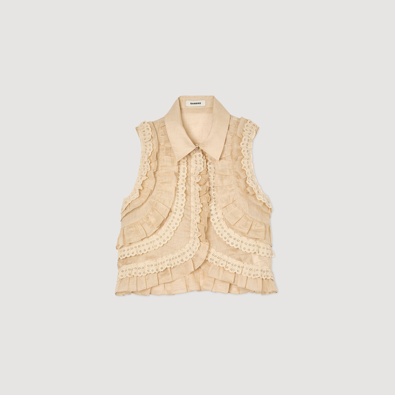 Ruffled cropped shirt | Sandro US | Sandro-Paris US