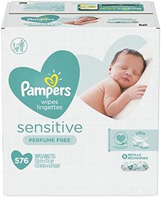 Baby Wipes, Pampers Sensitive Water Based Baby Diaper Wipes, Hypoallergenic and Unscented, 8 Refi... | Amazon (US)