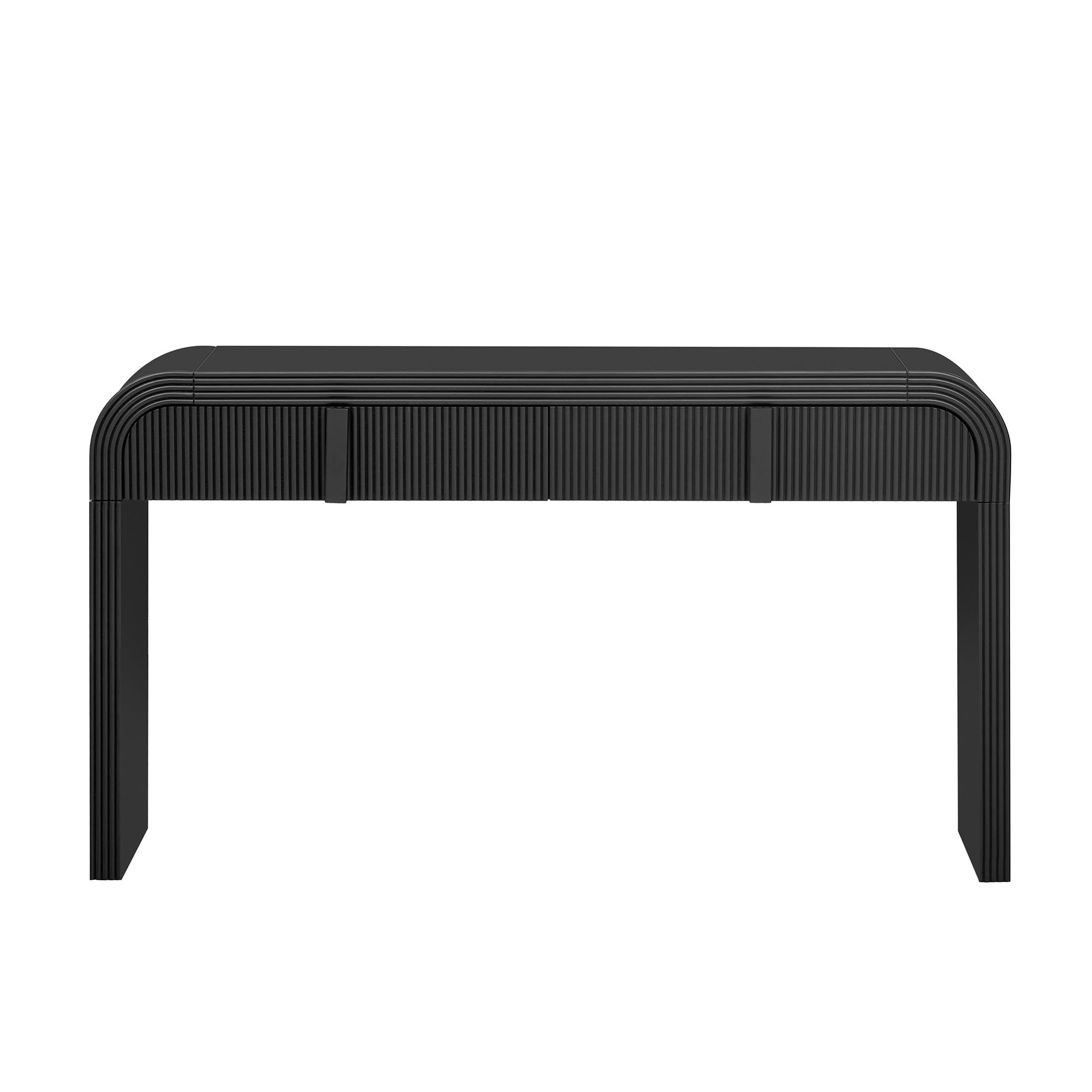 Long Sofa Table with 2 Drawers, 55 Inch Modern Rounded Silhouette Console Table with Smooth Surfa... | Amazon (US)