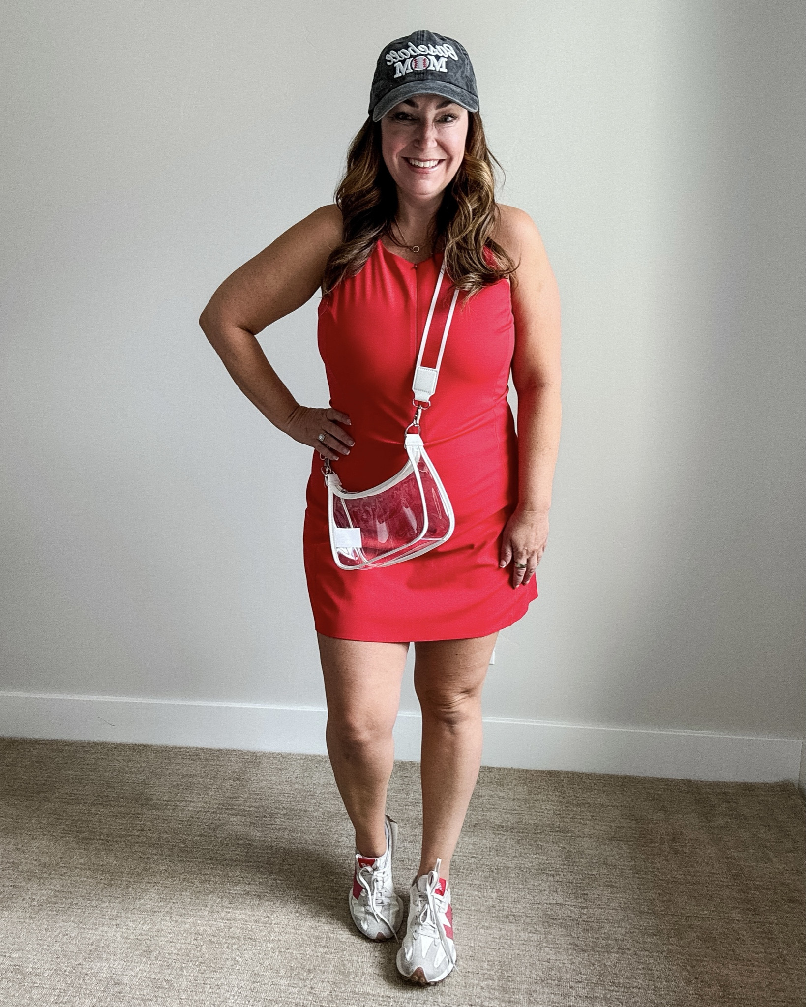 Sporty chic for game day 🙌 Red Spanx dress + sneakers + clear bag ✔️ Size up, wearing XL 


new customer code RYANNEXSPANX 
 

#LTKSeasonal #LTKMidsize #LTKActive