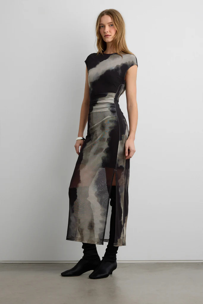 SLEEVELESS MESH MAXI DRESS | OAK + FORT