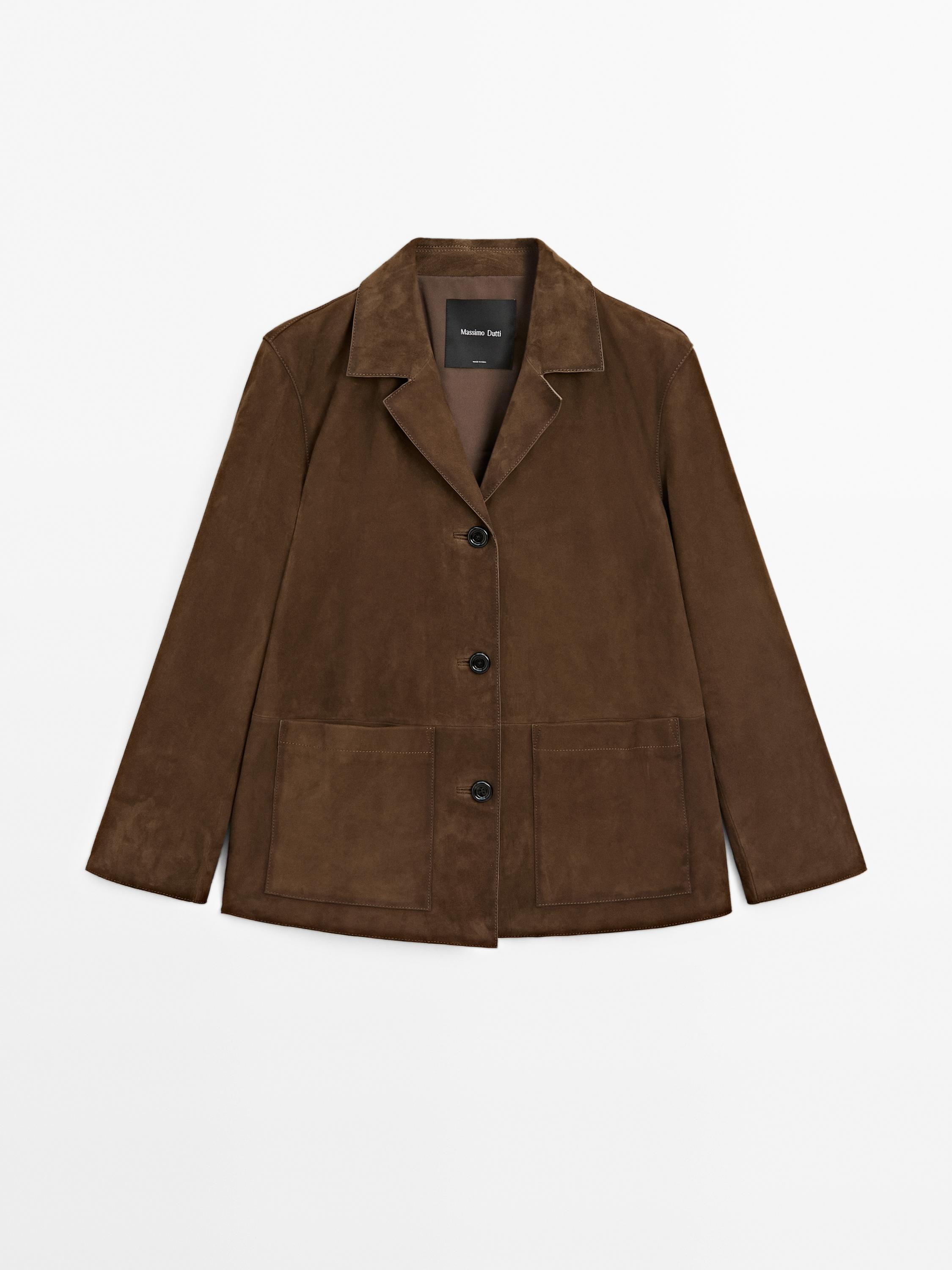 Flowing suede leather blazer | Massimo Dutti UK