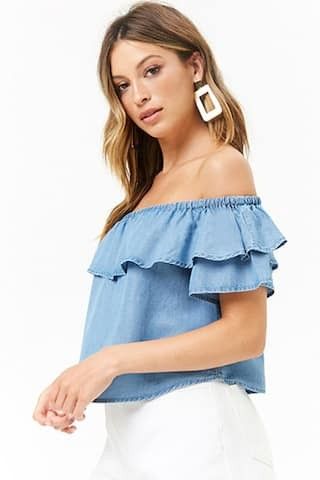 Flounce Chambray Top | Forever 21 (US)