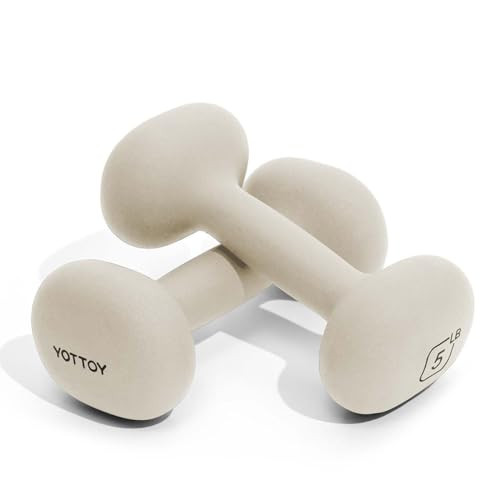 YOTTOY Weights Dumbbells Set for Women,5 Pound Dumbbells Set of 2, Non-Slip Hand Weights for Home Workouts, Portable Strength Training Neoprene dumbbells (White, 5LB-Pair) | Amazon (US)