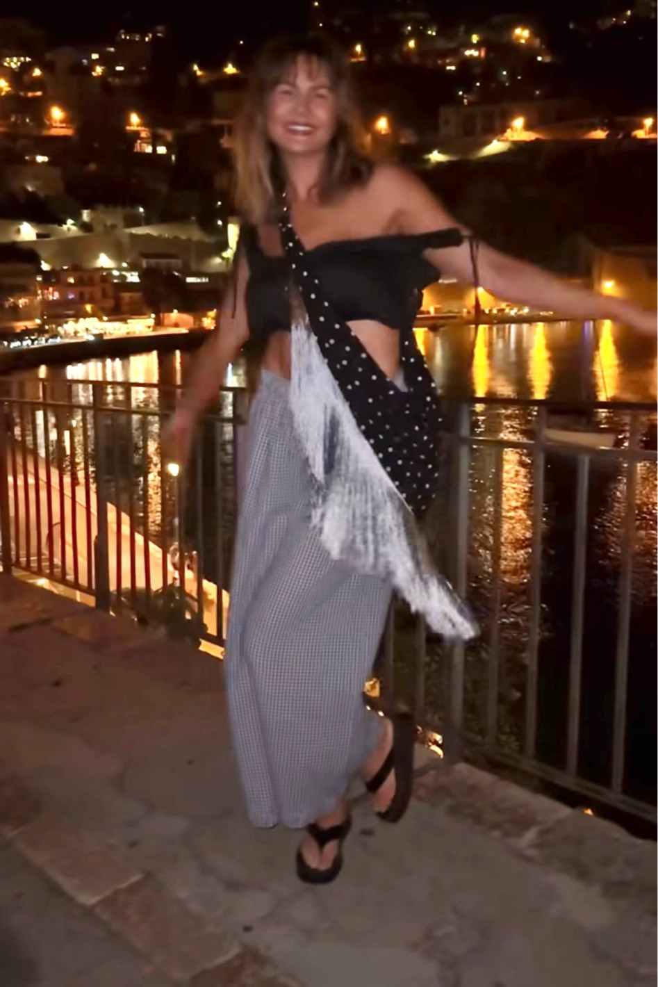 Pants, bag, shoes exact; top is Renee Top by Doen (linked similar top by same brand)