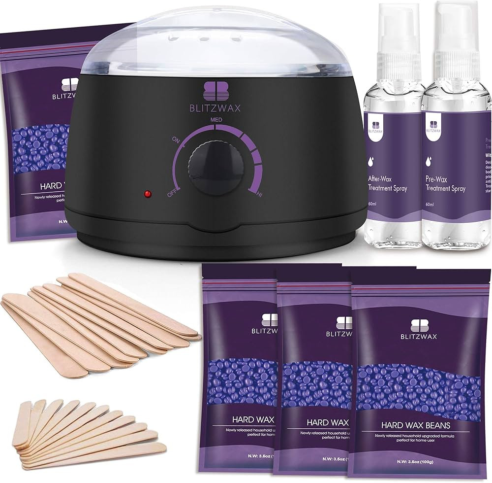 BLITZWAX Waxing Kit Hair Removal Wax Warmer Kit with Sensitive Skin Formula 14oz Lavender Hard Wa... | Amazon (US)