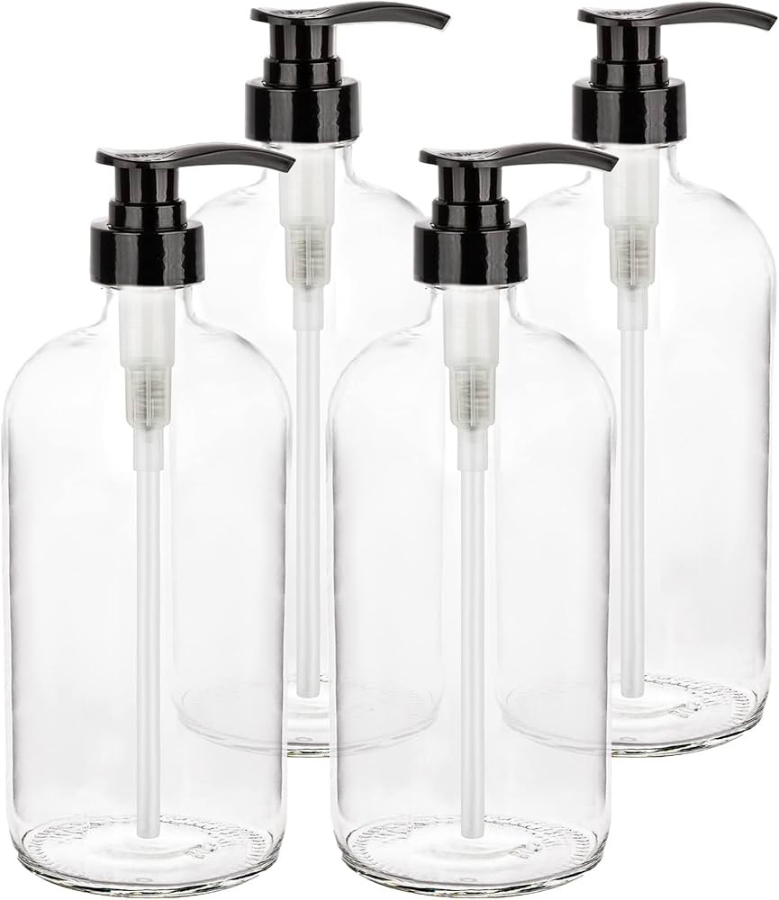 Large Glass Reusable Shampoo Bottle - 32 Ounce Pump Dispenser | Amazon (US)