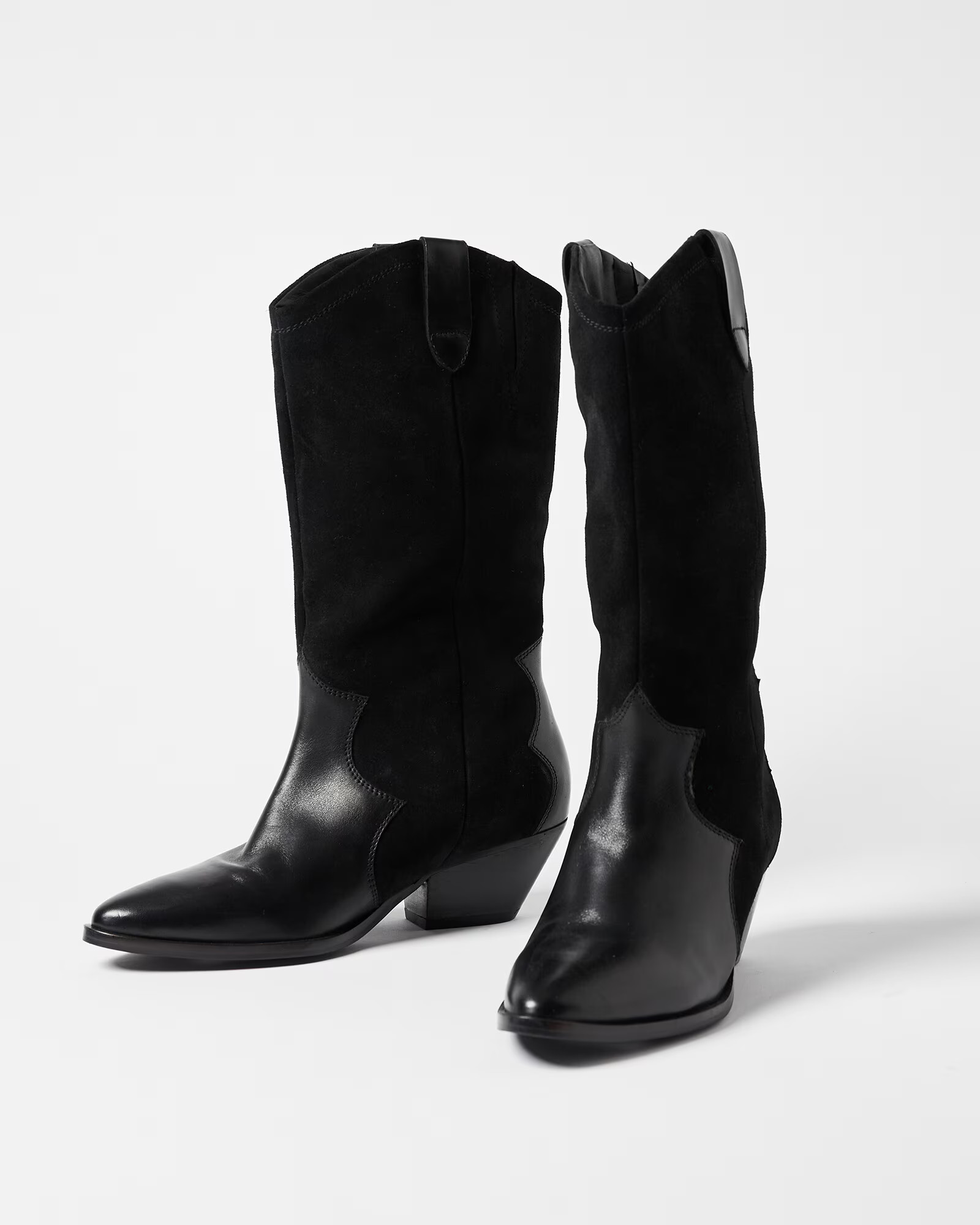 Black Western Leather Tall Cowboy Boots | Oliver Bonas | Oliver Bonas (Global)