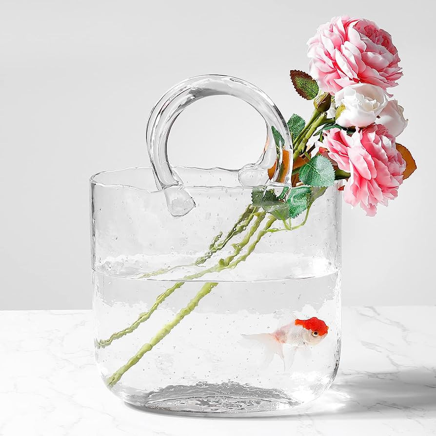 Virlwere Glass Bag Vase Handbag Vase Clear Glass Vase Glass Vase with Air Purse Vase Modern Farmh... | Amazon (US)