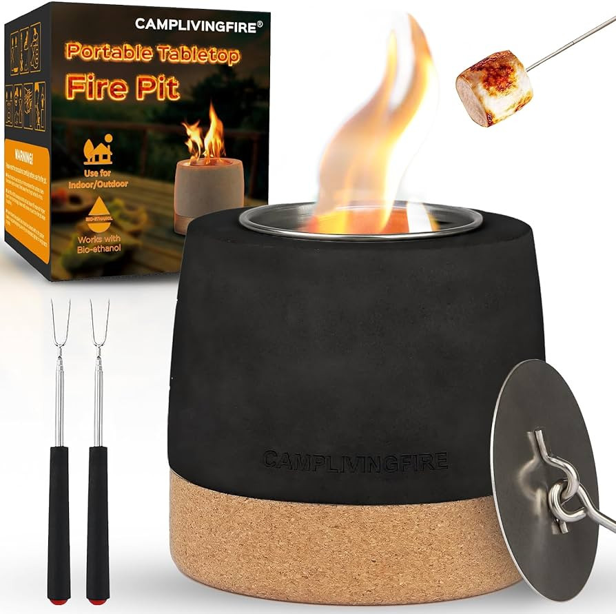Tabletop Fire Pit, Round Concrete Smokeless Smores Fire Pit Table Top as Smores Maker Kit for Ind... | Amazon (US)