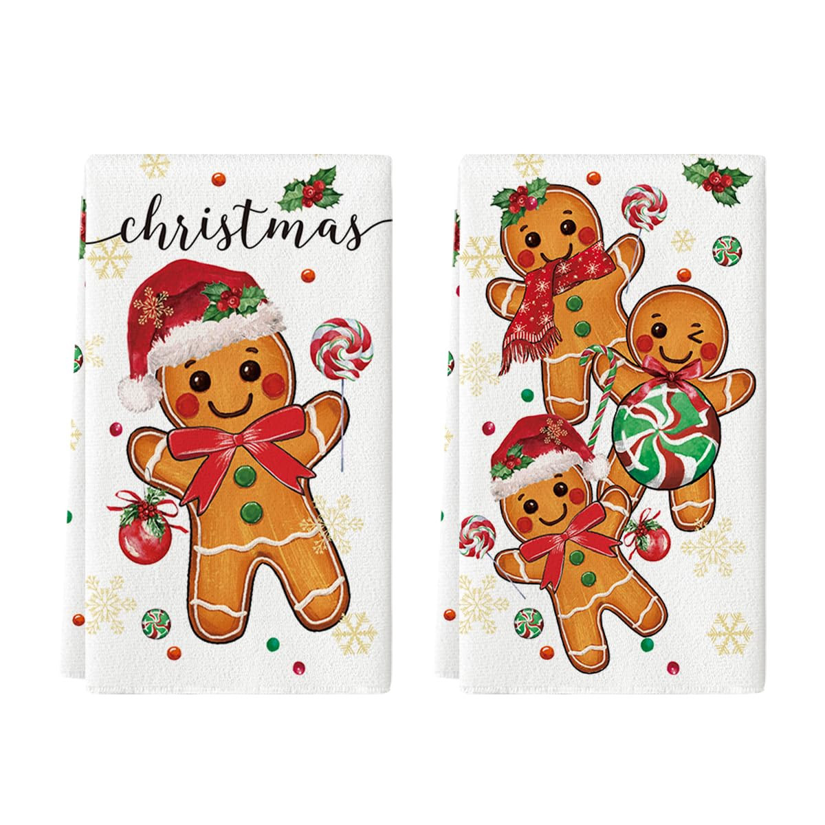 Artoid Mode Gingerbread Candy Christmas Kitchen Towels Dish Towels, 18x26 Inch Holiday Holly Xmas... | Amazon (US)