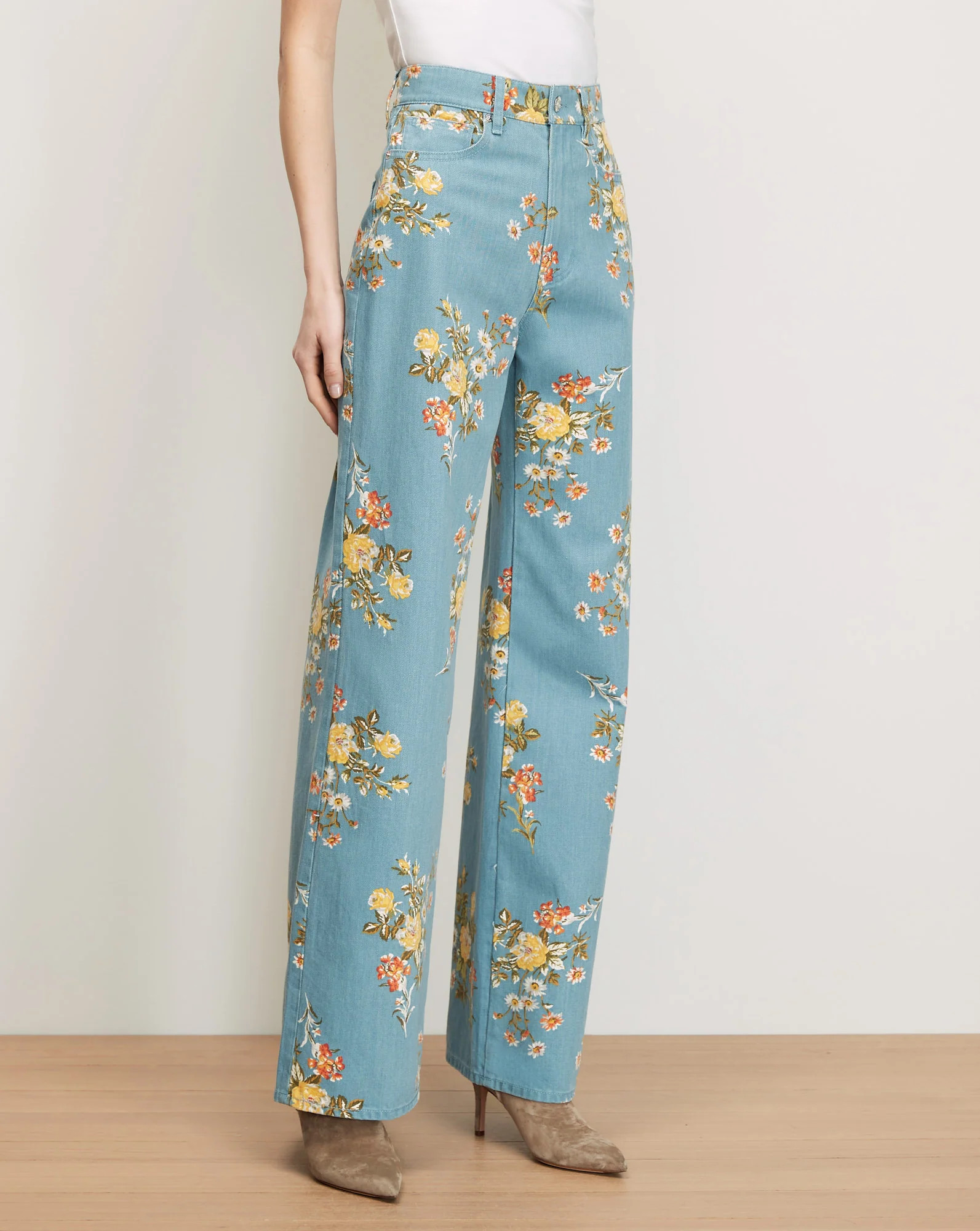 Taylor Floral Wide-Leg Jean in Garden Bouquet | Veronica Beard | Veronica Beard
