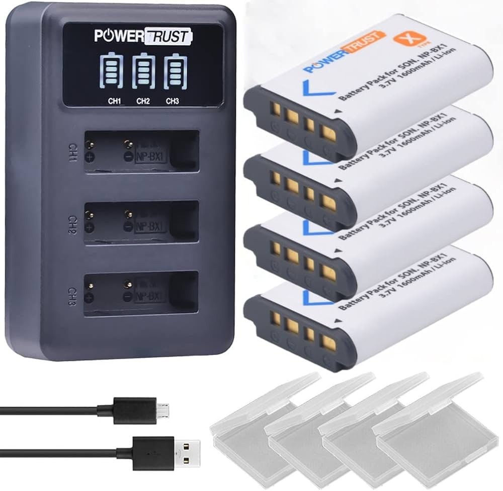 PowerTrust 4Pcs NP-BX1 NP BX1 Battery and LED USB Dual Charger for Sony ZV-1 DSC-RX100 DSC-WX500 ... | Amazon (UK)