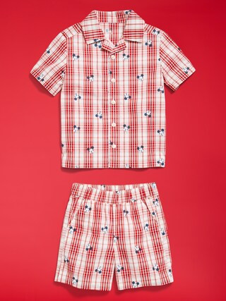 Old Navy x Disney Mickey Mouse Short-Sleeve Plaid Shirt and Shorts Set for Toddler Boys | Old Navy (US)