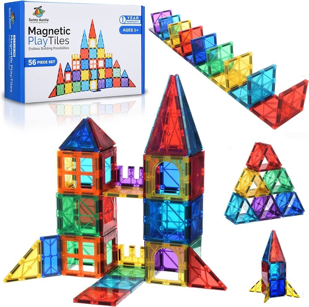 Magnetic Tiles, Toy for 3 4 5 6 Year Old Boys Girls Kids & Toddlers, Magnetic Blocks Building Set... | Amazon (US)