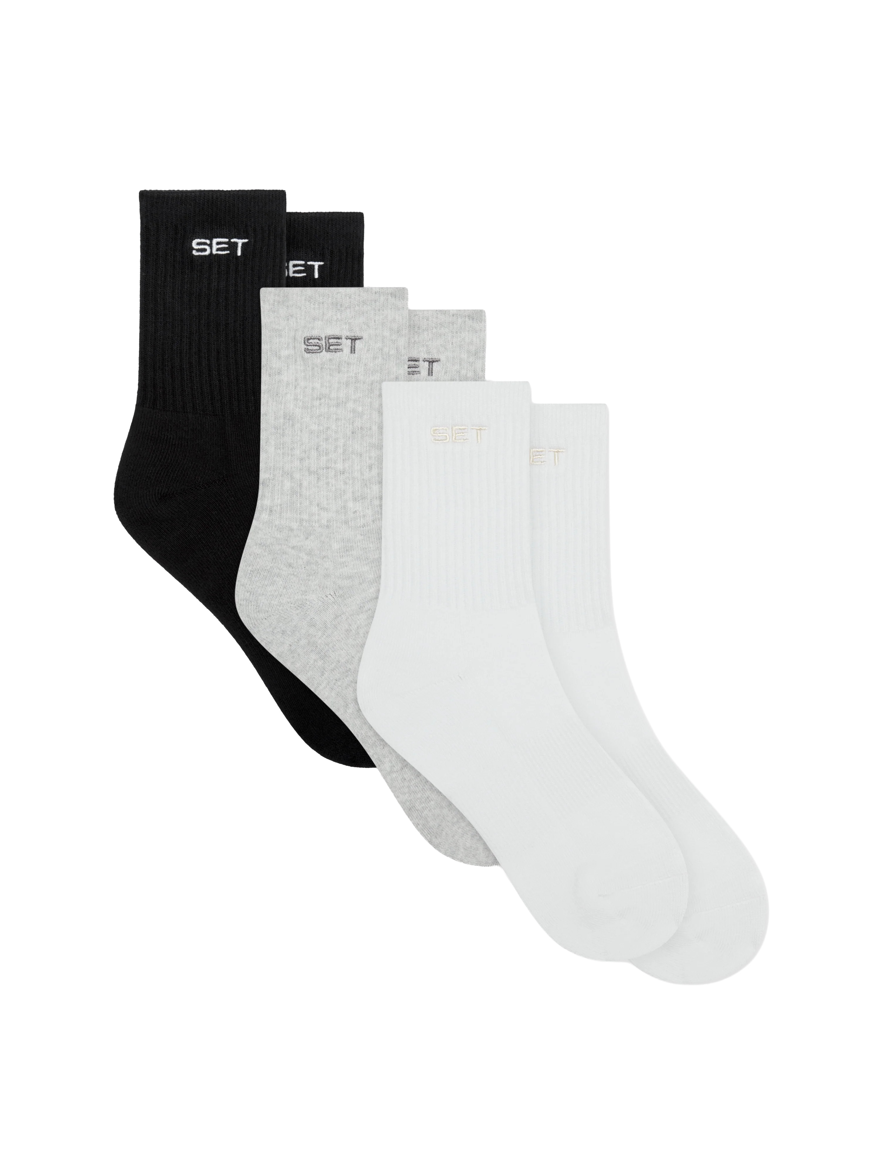 SET SOCKS (3 PACK) - WHITE/HEATHER GREY/ONYX | SET Active