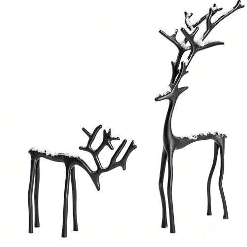 GKOKG 2025 Christmas Decoration - A Set of 2 Noble Black and Gold Deer Statues - Elegant Interior Festival Decoration - Dining Table Center - Living Room, Bedroom, Office Creative (A+B) | Amazon (US)