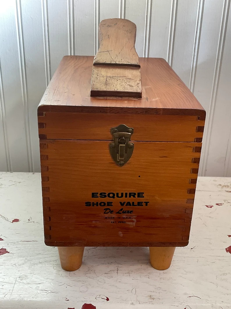 Vintage Esquire Shoe Valet Dovetailed Box, Shoe Shine Box, Wood Shoe Shine Box with Advertising, ... | Etsy (US)