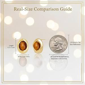 Jean Beau Chunky Gold Stone Stud Earrings for Women, Trendy Natural Gemstone Hypoallergenic Earin... | Amazon (US)