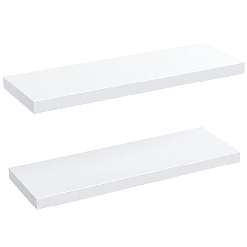 AMADA HOMEFURNISHING Floating Shelves White, Wall Shelf 24 Inch for Bathroom/Kitchen/Bedroom Storage | Amazon (US)