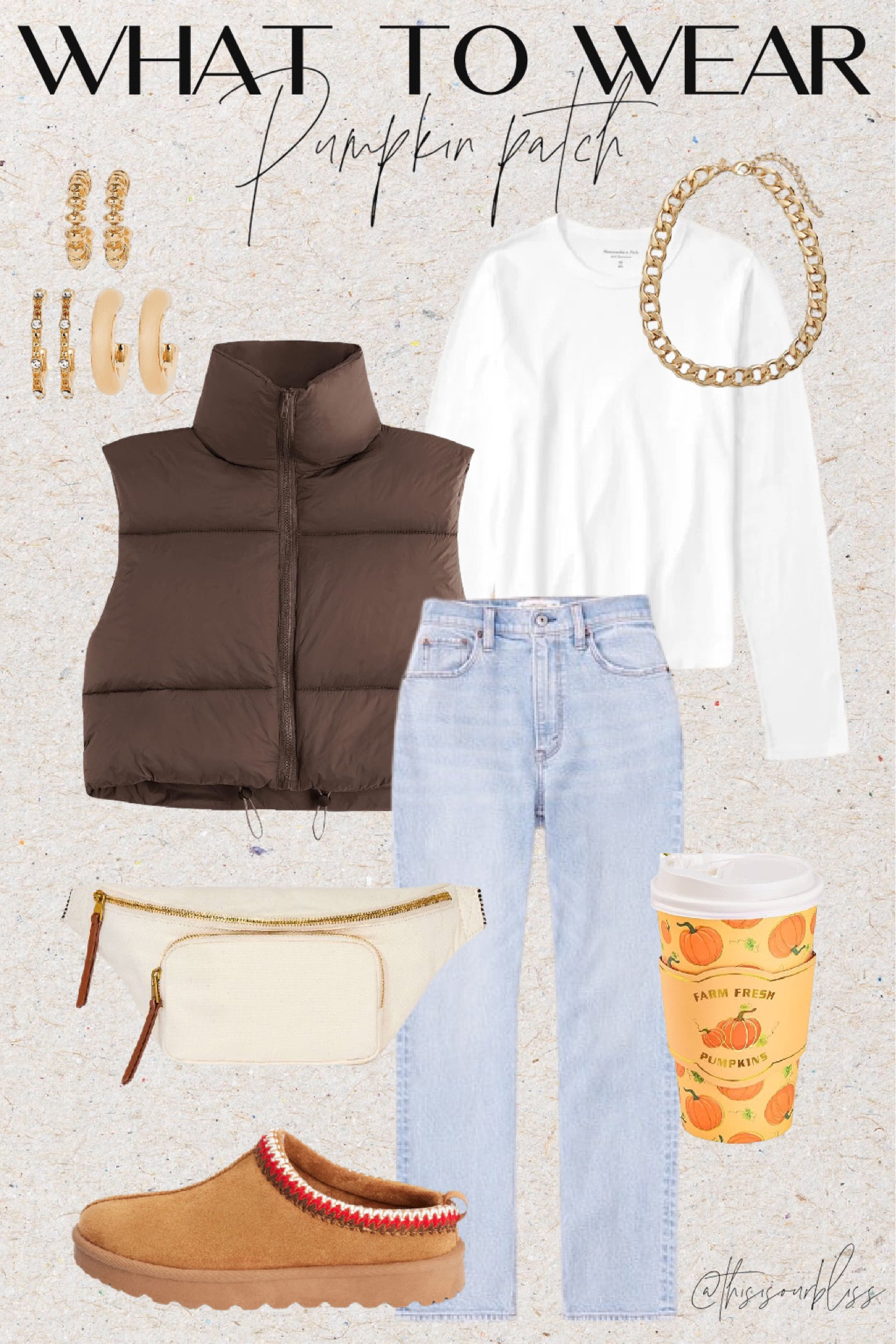 Fall outfit idea 🤎 what to wear to the pumpkin patch 🎃 pumpkin patch outfit inspo 🤎
UGG Tasman look for less 
Ugg-inspired shoes 
Cropped puffer best 
Belt bag 
Dainty hoop earring set (under $10)

#LTKsalealert #LTKfindsunder50 #LTKSeasonal