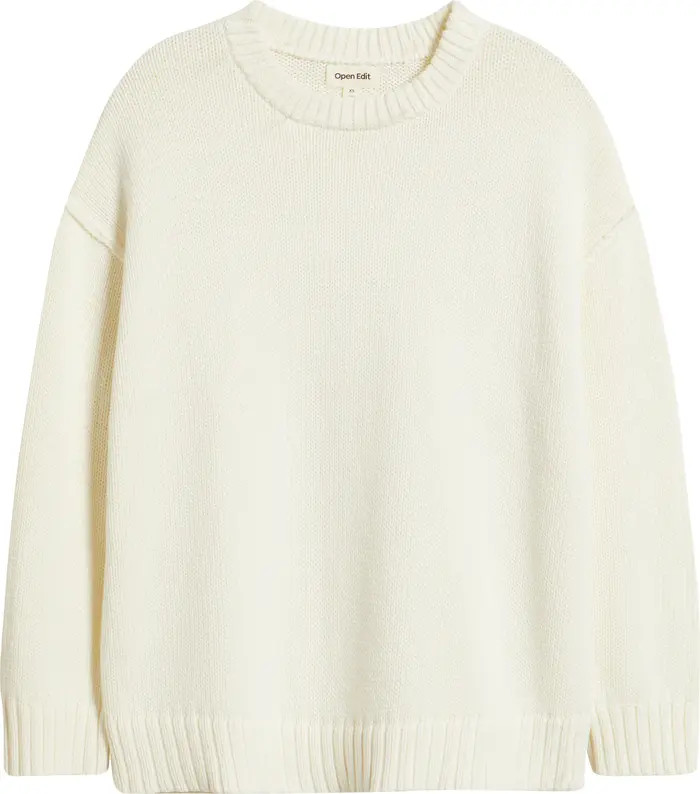 Open Edit Oversize Crewneck Cotton Sweater | Nordstrom | Nordstrom