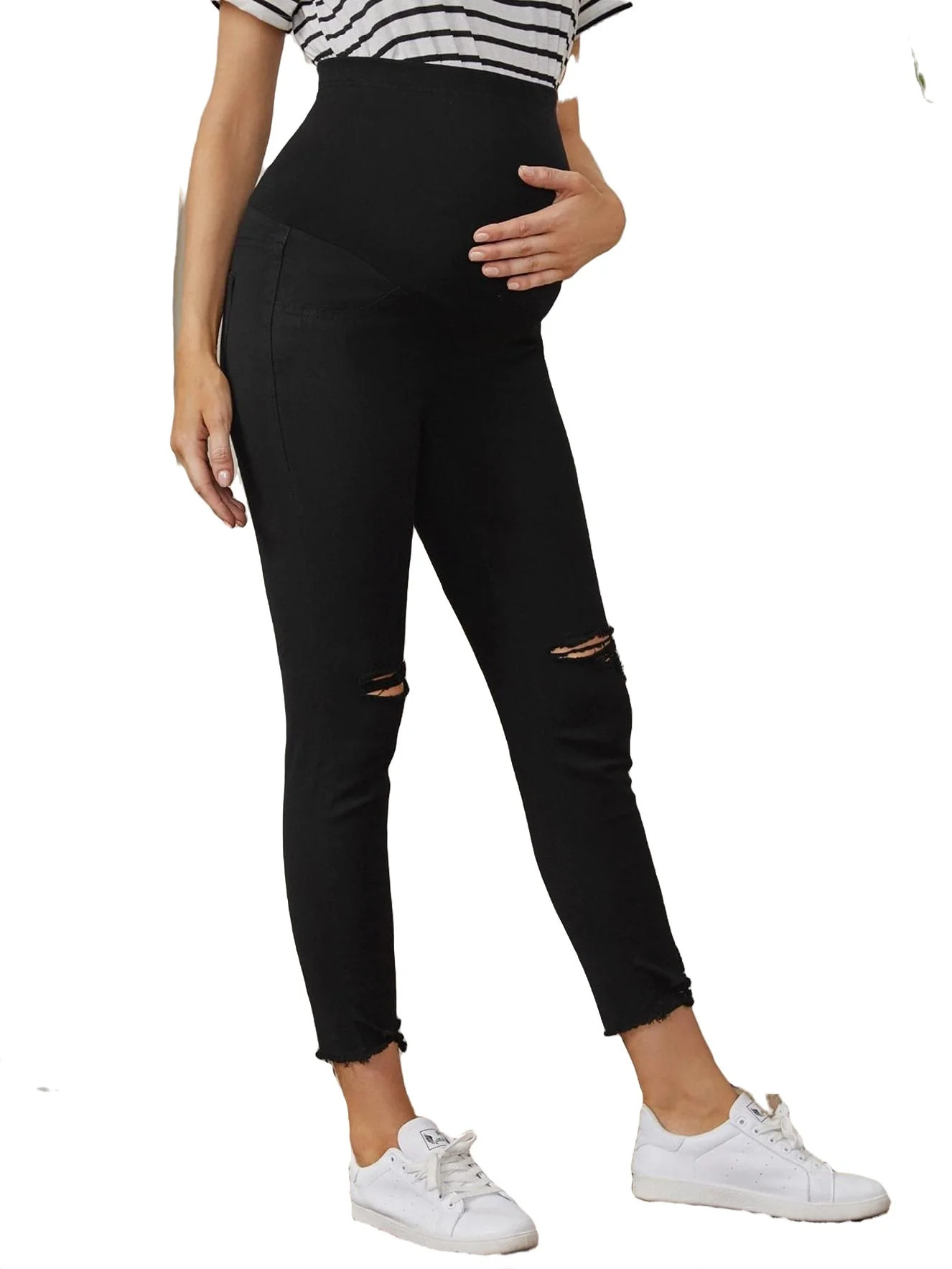 Maternity Ripped Detail Skinny Jeans M | Walmart (US)