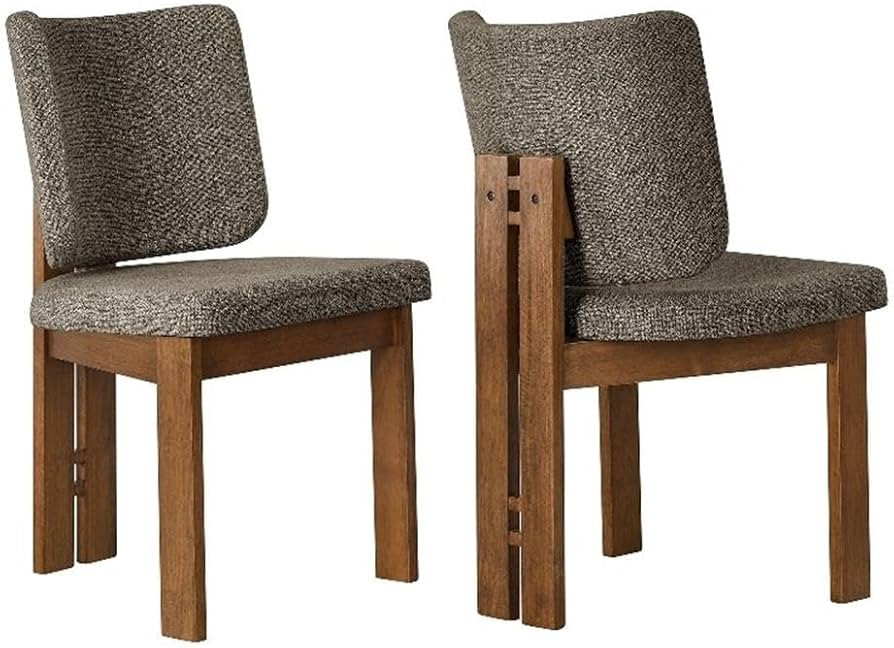 Modway Alba Set of 2 Armless Upholstered Dining Chairs in Taupe \u2013 Curved Fabric Accent Chair... | Amazon (US)