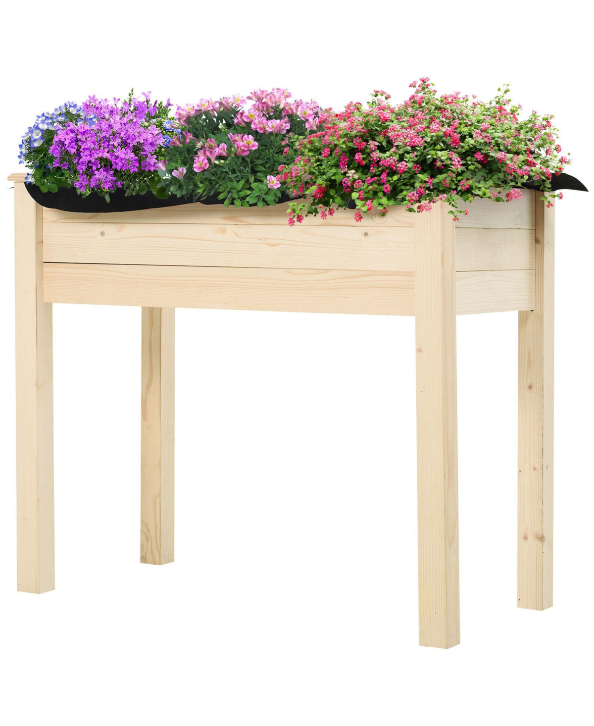 Outsunny Elevated Natural Garden Plant Sd Outdoor Flower Bed Box Wooden - Natural wood | Macy's