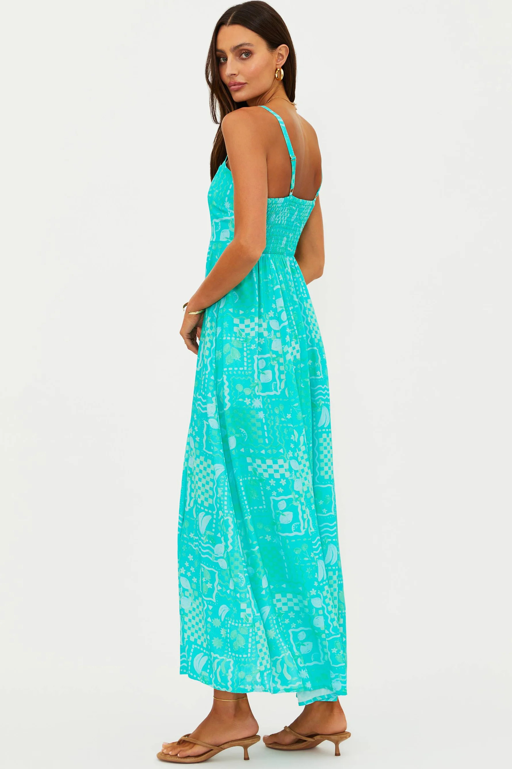Rianne Dress Aqua Haze | Turquoise Fruit Print Maxi Dress | Beach Riot | Beach Riot